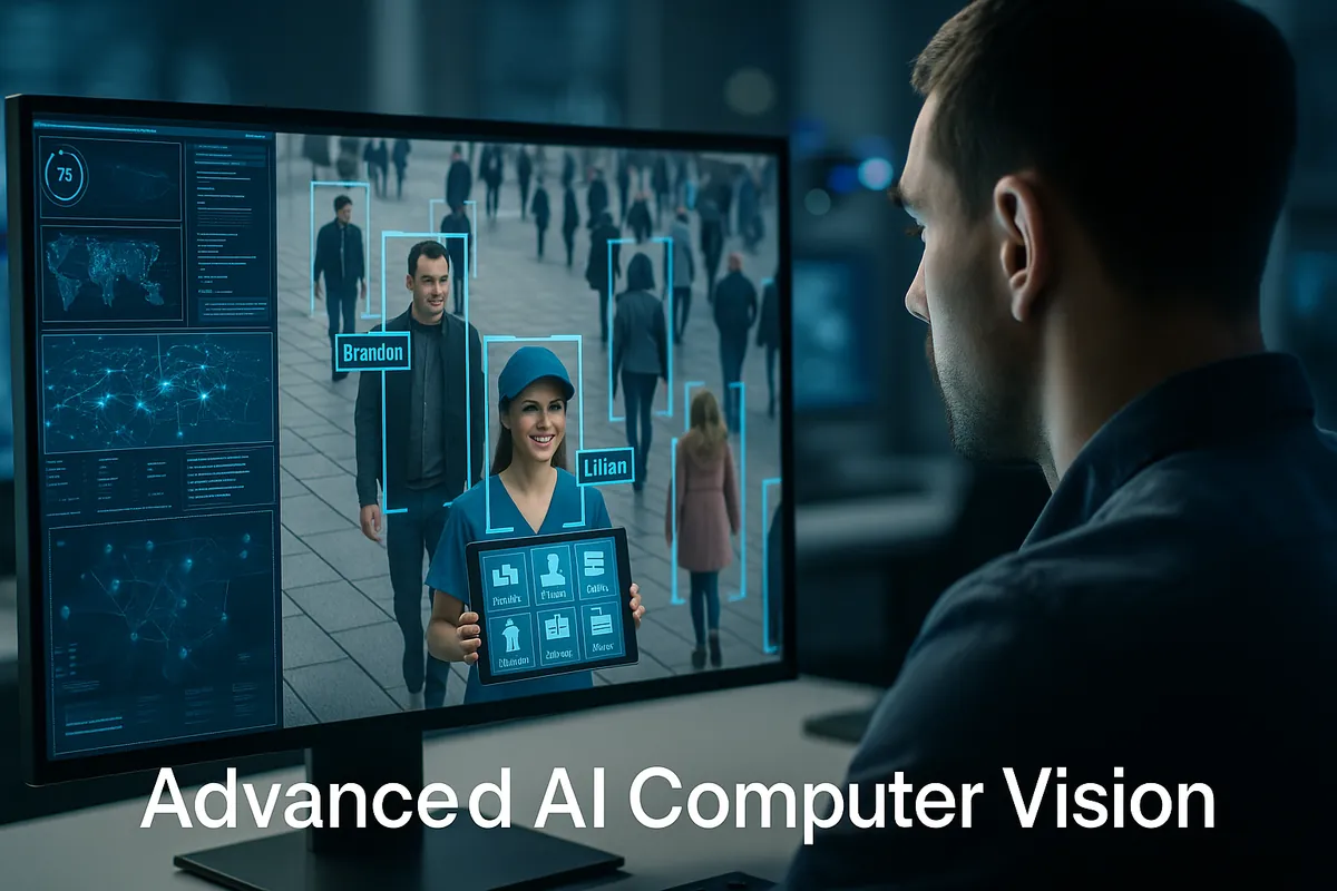 AI Vision Detection Demo - Facial recognition system identifying people in real-time